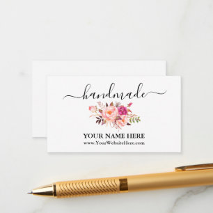 Kalligrafie Handmade Watercolor Pink Floral Begleitkarte