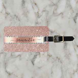 Kalligrafie Handschrift Diamant Roségold Glitter Gepäckanhänger