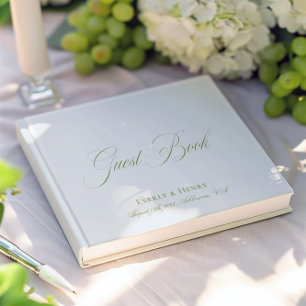 Kalligrafie Hellblau und Salbeigrün Hochzeit Gästebuch