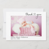 Kalligrafie Herz 4 Foto Neues Baby Dankeskarte (Vorderseite)