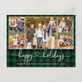 Kalligrafie Herz 5 Foto Grüner Karierter Urlaub Postkarte (Vorderseite)