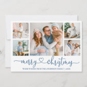 Kalligrafie Herz 5 Foto Weihnachten Dusty Blue (Vorderseite)