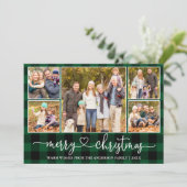 Kalligrafie Herz 5 Foto Weihnachten Grün Kariert (Stehend Vorderseite)