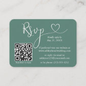 Kalligrafie Herz Eucalyptus Green Wedding RSVP QR Begleitkarte (Vorderseite)