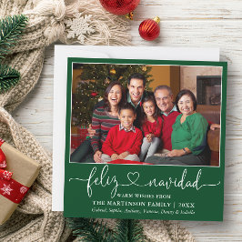 Kalligrafie Herz Feliz Navidad Square Green Feiertagskarte