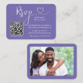 Kalligrafie Herz Foto Wedding Periwinkle UAWG QR Begleitkarte (Vorne/Hinten)