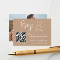 Kalligrafie Herz Foto Wedding Taupe QR UAWG