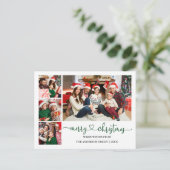 Kalligrafie Herz Grün Weihnachten 4 Foto Urlaub Postkarte (Stehend Vorderseite)
