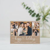 Kalligrafie Herz Happy Holidays Kraft 5 Foto Postkarte (Stehend Vorderseite)