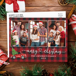 Kalligrafie Herz Kariert 3 Foto Weihnachtswagen Postkarte