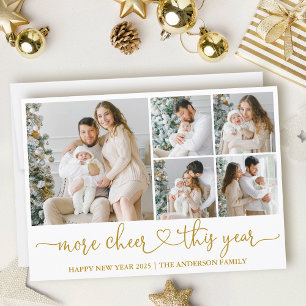 Kalligrafie-Herz Mehr Freude 5 Fotos Gold Feiertagskarte