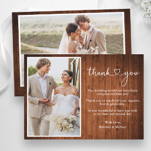 Kalligrafie Herz Rustikale Holz Hochzeit 2 Foto Dankeskarte