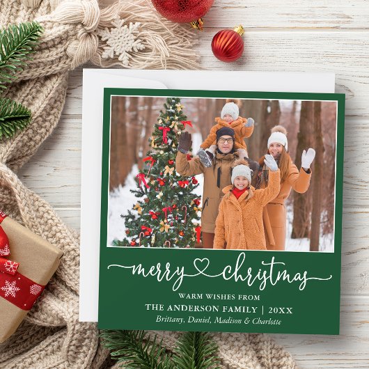 Kalligrafie Herz Skript Weihnachtsplatz Grün Feiertagskarte