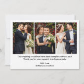 Kalligrafie Herz Wedding Bride Groom 4 Foto Dankeskarte (Rückseite)