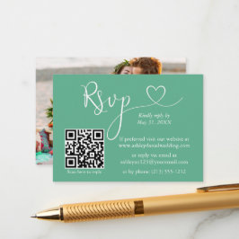 Kalligrafie Herz Wedding Neo Mint Green QR UAWG Begleitkarte