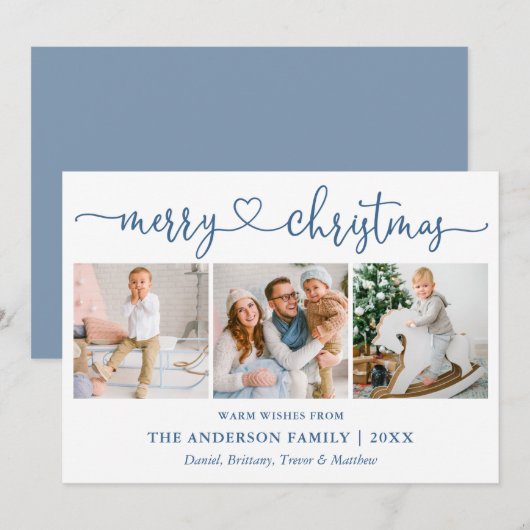 Kalligrafie Herz Weihnachten 3 Foto Dusty Blue (Vorne/Hinten)