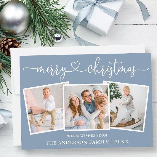 Kalligrafie Herz Weihnachten Dusty Blue 3 Foto