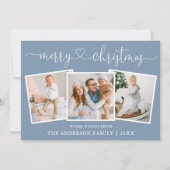 Kalligrafie Herz Weihnachten Dusty Blue 3 Foto (Vorderseite)