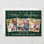 Kalligrafie Herz Weihnachten Grün Kariert 3 Foto (Vorderseite)