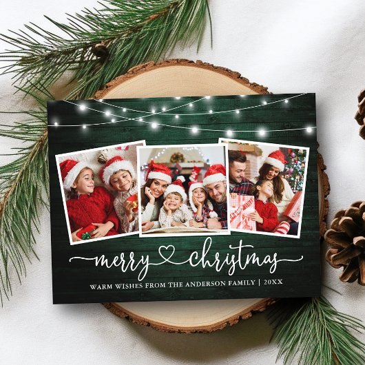 Kalligrafie Herz Weihnachtsgrün-Leuchten Postkarte