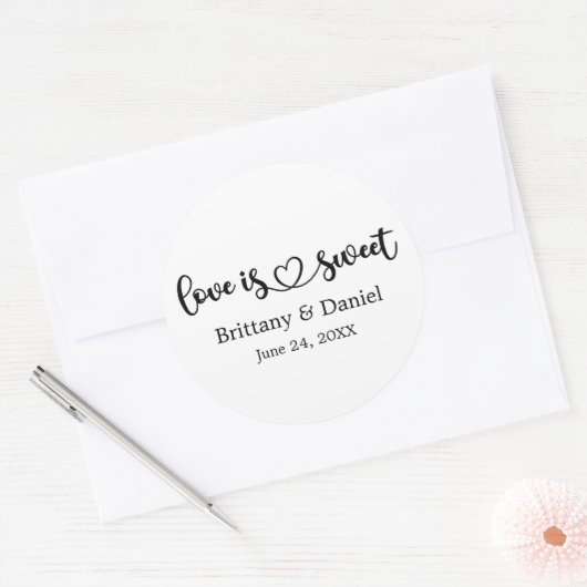 Kalligrafie Herzkrankheit Liebe ist süße Gastgesch Runder Aufkleber (Umschlag)