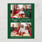 Kalligrafie Herzlichen Glückwunsch Neues Jahr Grün Postkarte (Vorderseite)