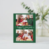 Kalligrafie Herzlichen Glückwunsch Neues Jahr Grün Postkarte (Stehend Vorderseite)