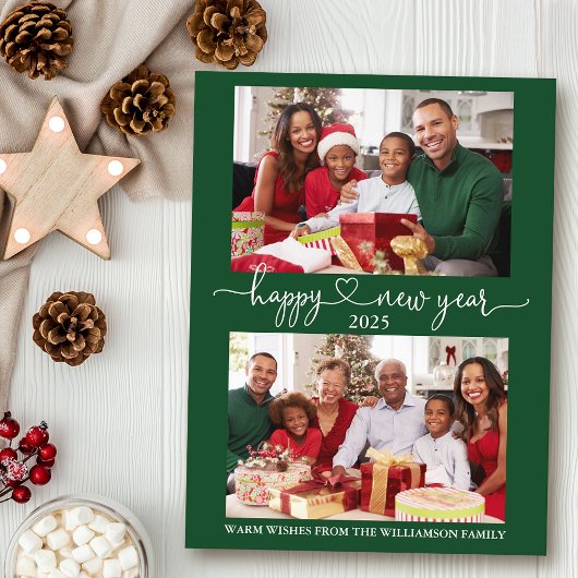 Kalligrafie Herzlichen Glückwunsch Neues Jahr Grün Postkarte