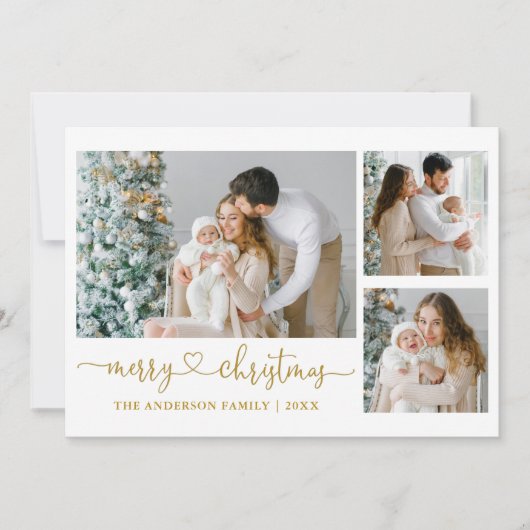 Kalligrafie Herzschrift Weihnachten Gold 3 Foto (Vorderseite)