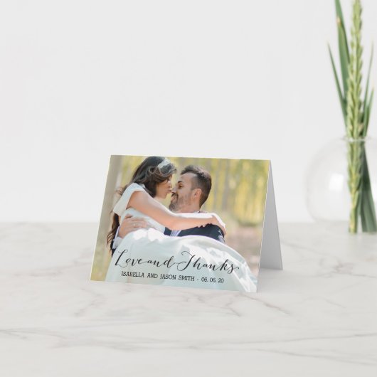 KALLIGRAFIE HOCHZEIT FOTO DANKE KARTE (Vorderseite)