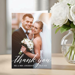Kalligrafie Hochzeitbräune und Foto-Falte Dankeskarte