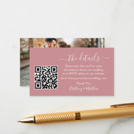 Kalligrafie Hochzeitdetails QR Foto Dusty Rose Begleitkarte