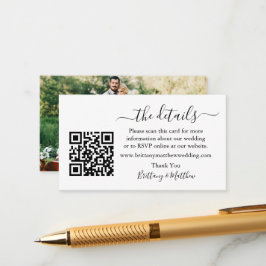 Kalligrafie-Hochzeitdetails Website QR Foto Begleitkarte