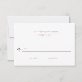 Kalligrafie-Hochzeitsantwort | Burgundy Marsala RSVP Karte