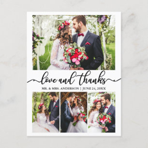 Kalligrafie-Hochzeitscollage 4 Foto Liebe Dank Postkarte