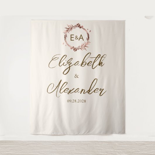 Kalligrafie-Hochzeitshintergrund Wandteppich (Vorderseite)