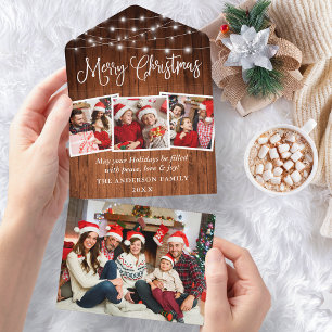Kalligrafie Holz 4 Foto All In One Weihnachtskarte Einladung