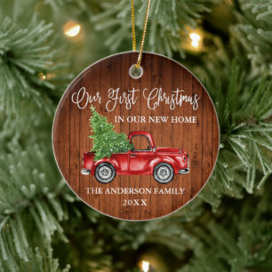 Kalligrafie Holz Erstes Weihnachten Neues Zuhause  Keramik Ornament