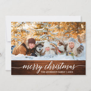 Kalligrafie Holz Fröhliche Weihnachten Familienfot