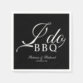 Kalligrafie Ich tue GRILLEN Engagement Party Black Serviette