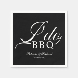 Kalligrafie Ich tue GRILLEN Engagement Party Black Serviette