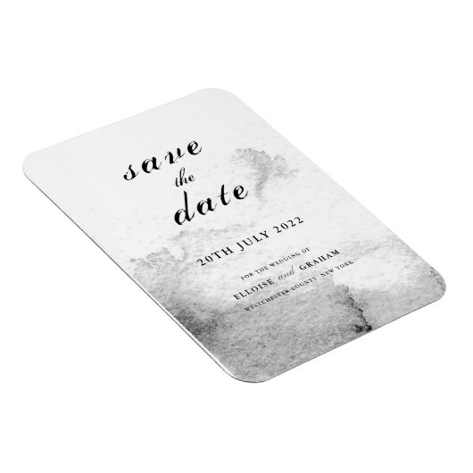 Kalligrafie in Schwarz und Weiß Save the Date Magnet (Rechte Seite)