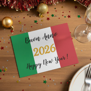 Kalligrafie Italienische Flagge 2026 Feiertagskarte