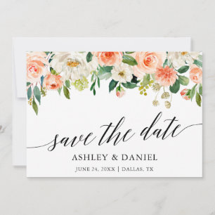 Kalligrafie Korallen Blumen Save The Date Karte