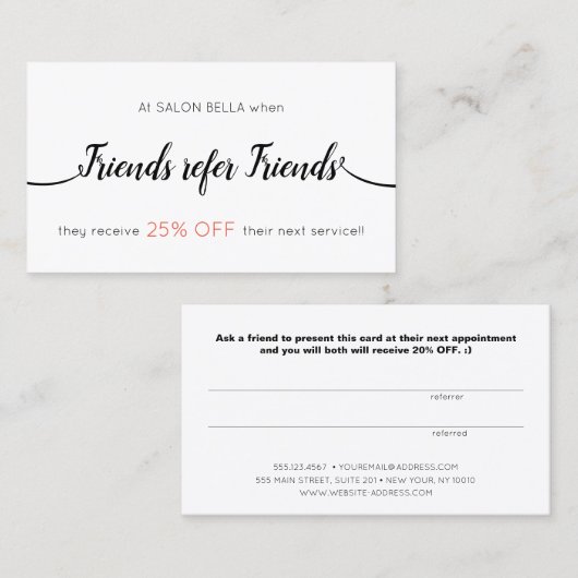 Kalligrafie-Kundenkommunikation Empfehlungskarte (Vorne/Hinten)