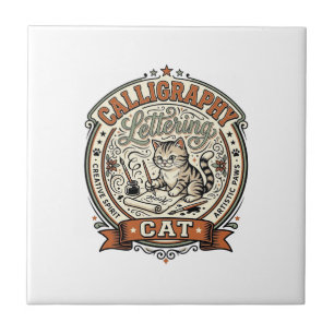 Kalligrafie-Lettering-Katze Kalligrafie-Lettering- Fliese