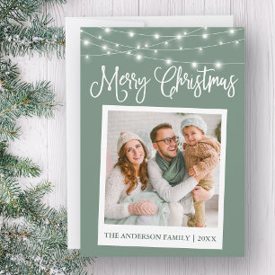 Kalligrafie-Lichter Instant-Kamera-Foto Salbei-Grü Feiertagskarte