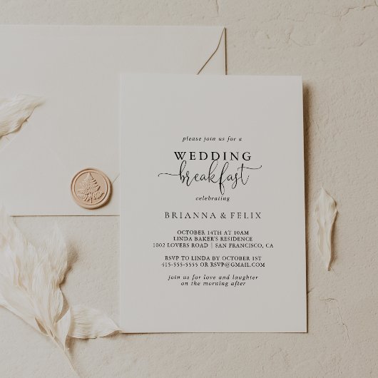 Kalligrafie-Liebe-Fancy-Script-Hochzeitsfrühstück Einladung