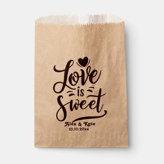 Kalligrafie-Liebe ist süße Hochzeit Geschenktütchen (Vorderseite)