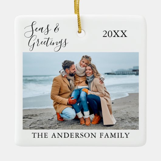 Kalligrafie-Meer und Grüße-Foto Keramikornament (Vorderseite)